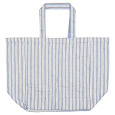 Taske quiltet blå m/ hvide og brune striber - Ib Laursen